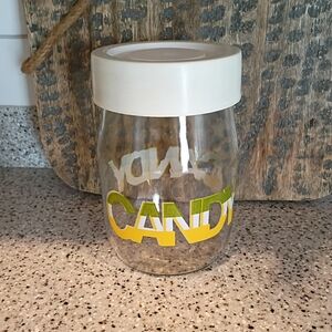 Carlton Glass USA Candy Jar With Plastic Lid Vintage